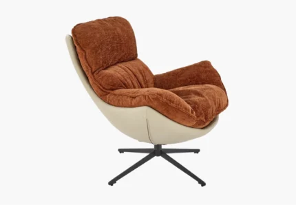 Крісло поворотне Lobster з тканиною кольору кориця та екошкірою хакі