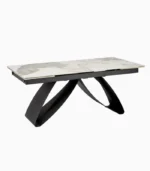 Розкладний стіл Hilario 180-260x90 см, з агломерату під білий мармуру