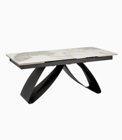 Розкладний стіл Hilario 180-260x90 см, з агломерату під білий мармуру